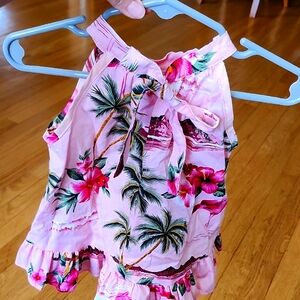 RJC Hawaiian Baby Dress Pink Tropical Floral Baby Dress Size 6M.